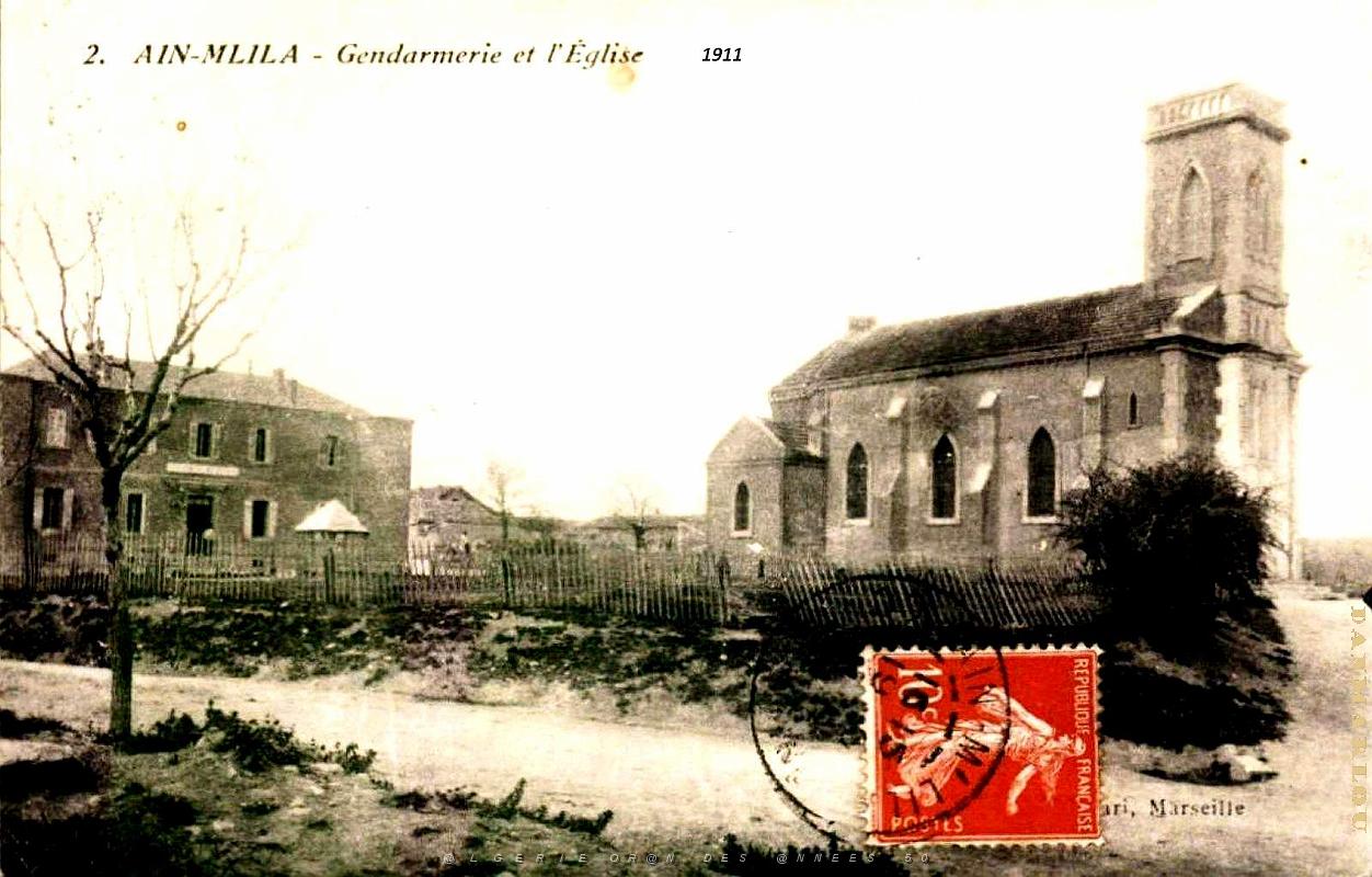 Ain-M'Lila - Gendarmerie et Eglise - 1911.jpg